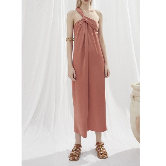 442. NANUSHKA Zena Twisted Front Langostino Dress $608 NWT Small - Picture 1 of 3